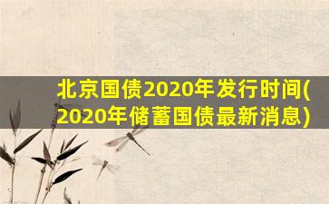 北京国债2020年发行时间(2020年储蓄国债最新消息)-图1