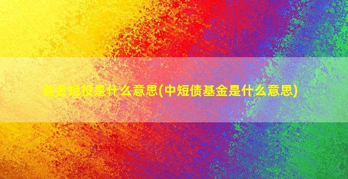 基金短投是什么意思(中短债基金是什么意思)-图1