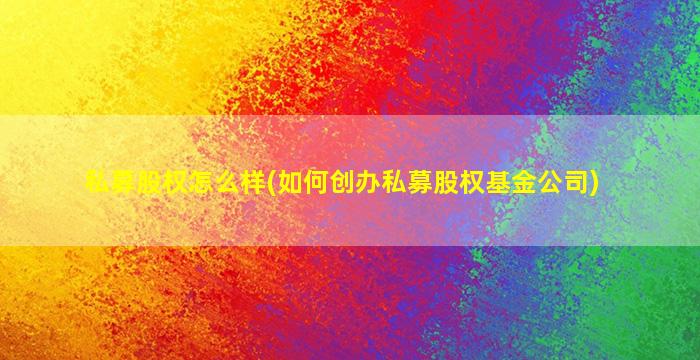 私募股权怎么样(如何创办私募股权基金公司)-图1