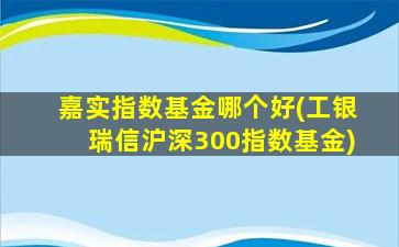 嘉实指数基金哪个好(工银瑞信沪深300指数基金)-图1