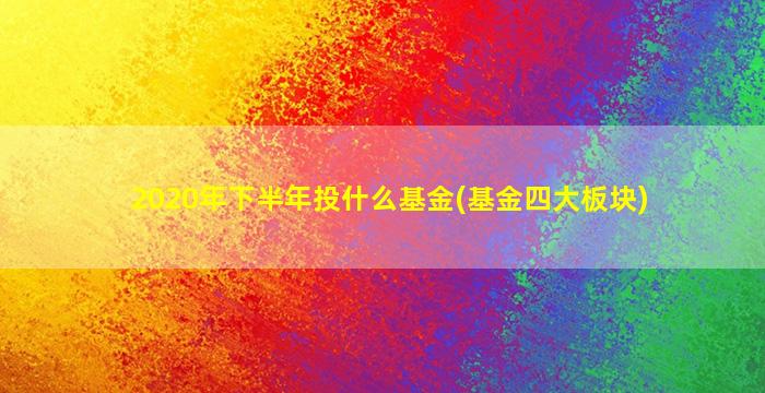 2020年下半年投什么基金(基金四大板块)-图1