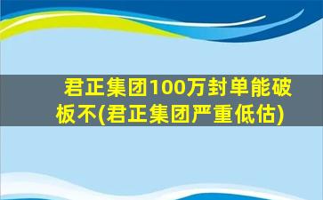 君正集团100万封单能破板不(君正集团严重低估)-图1