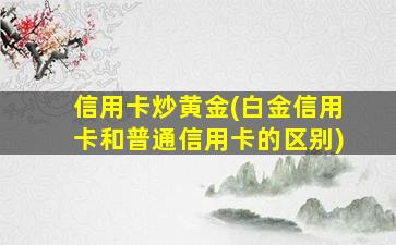 信用卡炒黄金(白金信用卡和普通信用卡的区别)-图1