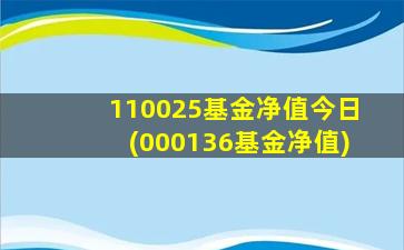 110025基金净值今日(000136基金净值)-图1