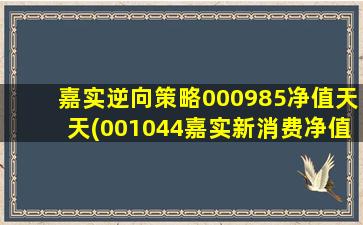 嘉实逆向策略000985净值天天(001044嘉实新消费净值)-图1