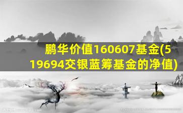 鹏华价值160607基金(519694交银蓝筹基金的净值)-图1