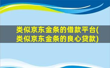 类似京东金条的借款平台(类似京东金条的良心贷款)-图1