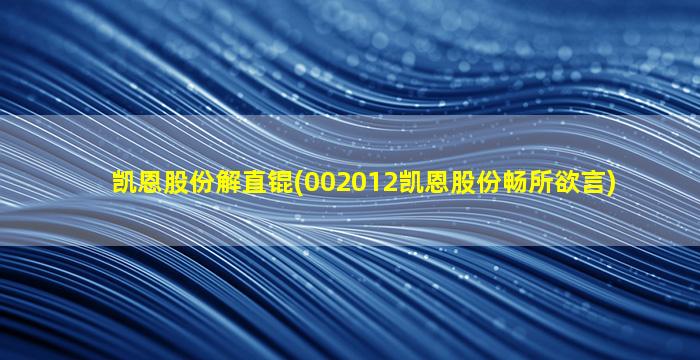 凯恩股份解直锟(002012凯恩股份畅所欲言)-图1