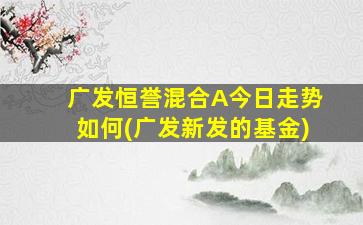 广发恒誉混合A今日走势如何(广发新发的基金)-图1