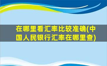 在哪里看汇率比较准确(中国人民银行汇率在哪里查)-图1