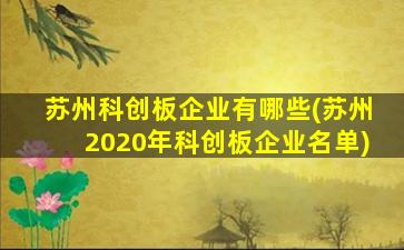 苏州科创板企业有哪些(苏州2020年科创板企业名单)-图1