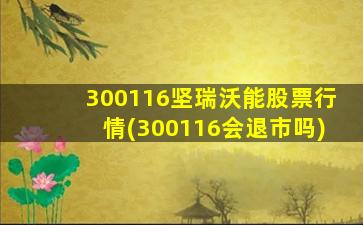 300116坚瑞沃能股票行情(300116会退市吗)-图1