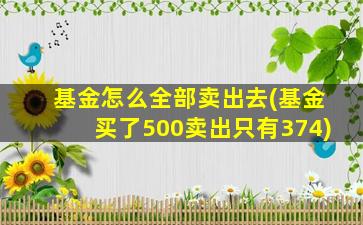 基金怎么全部卖出去(基金买了500卖出只有374)-图1