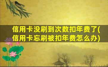 信用卡没刷到次数扣年费了(信用卡忘刷被扣年费怎么办)-图1