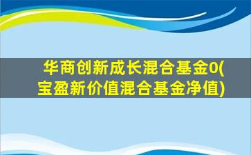 华商创新成长混合基金0(宝盈新价值混合基金净值)-图1