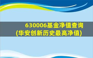 630006基金净值查询(华安创新历史最高净值)-图1