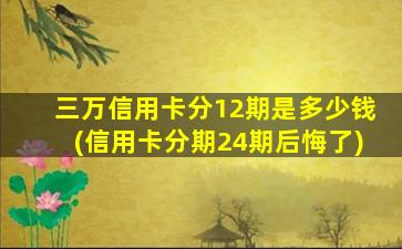 三万信用卡分12期是多少钱(信用卡分期24期后悔了)-图1