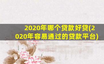 2020年哪个贷款好贷(2020年容易通过的贷款平台)-图1