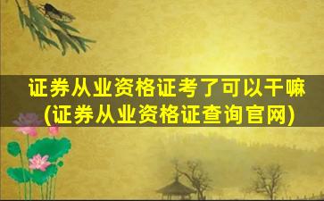 证券从业资格证考了可以干嘛(证券从业资格证查询官网)-图1