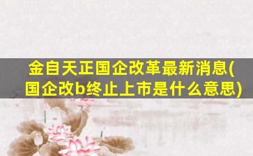 金自天正国企改革最新消息(国企改b终止上市是什么意思)-图1