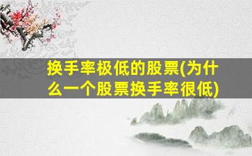 换手率极低的股票(为什么一个股票换手率很低)-图1