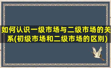 如何认识一级市场与二级市场的关系(初级市场和二级市场的区别)-图1