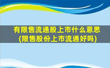 有限售流通股上市什么意思(限售股份上市流通好吗)-图1