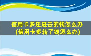 信用卡多还进去的钱怎么办(信用卡多转了钱怎么办)-图1