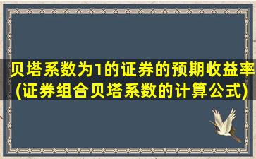 贝塔系数为1的证券的预期收益率(证券组合贝塔系数的计算公式)-图1