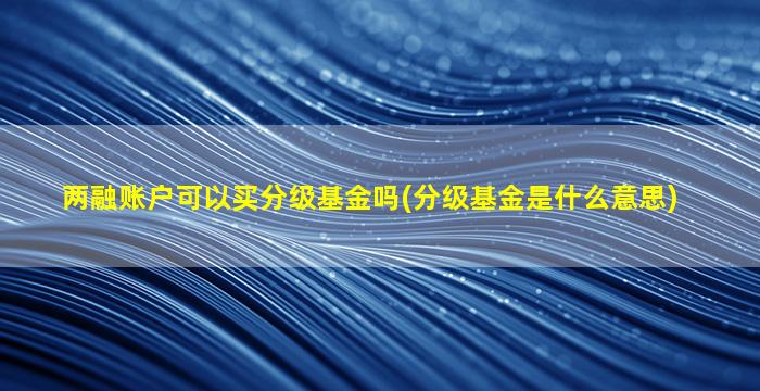 两融账户可以买分级基金吗(分级基金是什么意思)-图1