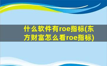 什么软件有roe指标(东方财富怎么看roe指标)-图1