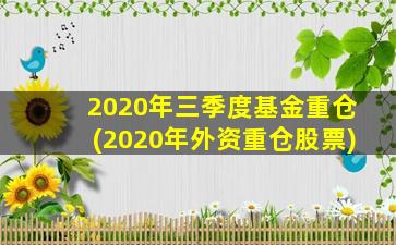 2020年三季度基金重仓(2020年外资重仓股票)-图1