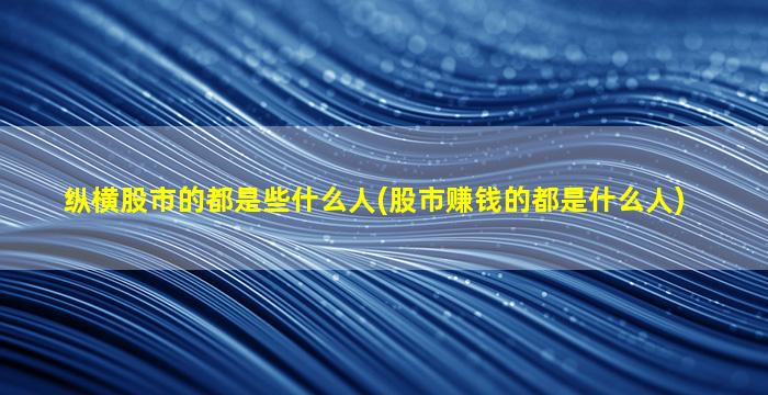 纵横股市的都是些什么人(股市赚钱的都是什么人)-图1