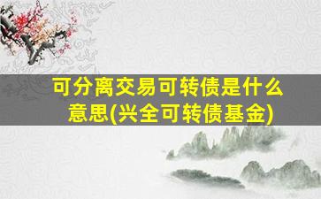 可分离交易可转债是什么意思(兴全可转债基金)-图1