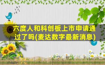 六度人和科创板上市申请通过了吗(麦达数字最新消息)-图1