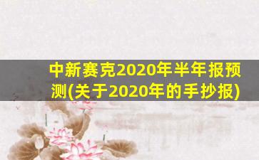 中新赛克2020年半年报预测(关于2020年的手抄报)-图1