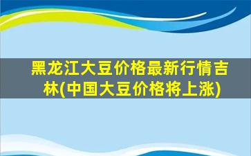 黑龙江大豆价格最新行情吉林(中国大豆价格将上涨)-图1