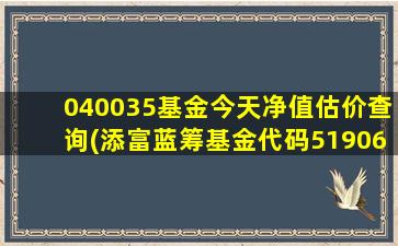 040035基金今天净值估价查询(添富蓝筹基金代码519066)-图1