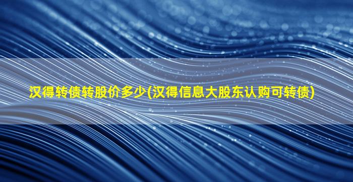 汉得转债转股价多少(汉得信息大股东认购可转债)-图1