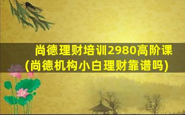 尚德理财培训2980高阶课(尚德机构小白理财靠谱吗)-图1