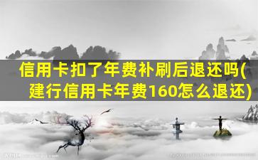 信用卡扣了年费补刷后退还吗(建行信用卡年费160怎么退还)-图1