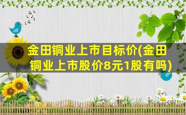 金田铜业上市目标价(金田铜业上市股价8元1股有吗)-图1