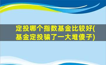 定投哪个指数基金比较好(基金定投骗了一大堆傻子)-图1