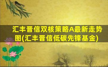 汇丰晋信双核策略A最新走势图(汇丰晋信低碳先锋基金)-图1