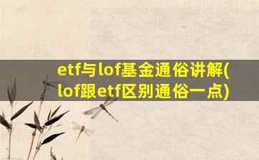 etf与lof基金通俗讲解(lof跟etf区别通俗一点)-图1