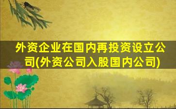 外资企业在国内再投资设立公司(外资公司入股国内公司)-图1