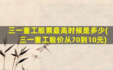 三一重工股票最高时候是多少(三一重工股价从70到10元)-图1