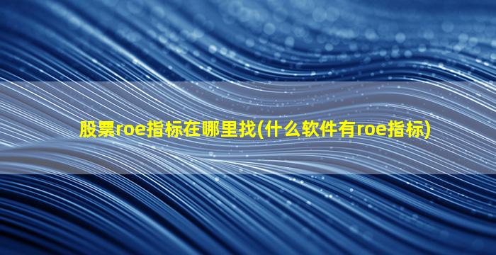 股票roe指标在哪里找(什么软件有roe指标)-图1