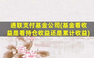 通联支付基金公司(基金看收益是看持仓收益还是累计收益)-图1