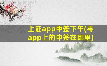 上证app中签下午(毒app上的中签在哪里)-图1